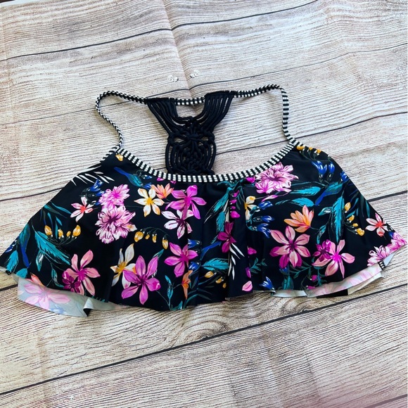 California Waves Other - Floral High Neck Swim Top D/DD